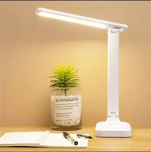 Dimmable LED Desk Lamp,  Foldable Table Lamp Reading Lamp with USB Charging Port, 3 Brightness Lighting Modes, Sensitive Control