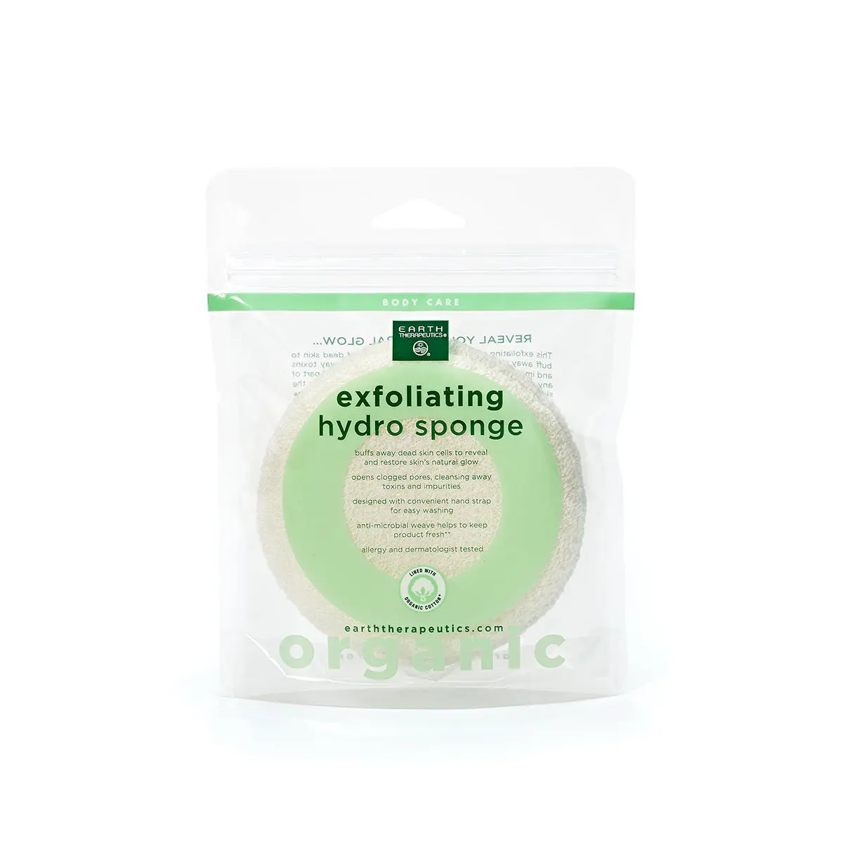 Organic Cotton Exfoliating Hydro Sponge - Round - Natural