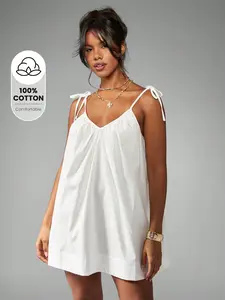 MISSGUIDED Boho Smock Cotton Shift Mini Sundress