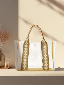 Women's Elegant Tote Bag, Lightweight Clear Tote Bag with Boho Shoulder Strap, Fashionable PVC Crossbody Bag for Music Concerts, Outdoor Party, Daily Use