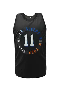 Men's New York #11 Embroidered Crew Neck Basketball Jersey, Loose Casual Breathable Comfortable Round Neck Sleeveless Sports Jersey for Outdoor Training, Basketball Clothing for Men Women Sports Top
