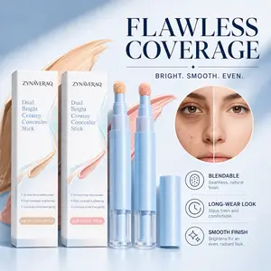 Dual Concealer And Foundation 2-In-1 Stick L Lightweight Coverage, Flawless Makeup Cosmetic Full Coverage Bright Creamy For Dark Circles Smile Lines With  Sponge Applicator