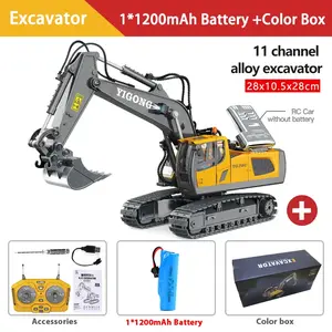 1:20 2.4G Electric Remote Control Toys Cars,Lorries RC Excavator with Metal Shovel & Lights,11CH Construction Toy for Boys 6+ Remote-controlled engineering vehicle Ideal Christmas gifts,Remote Control Toys Cars Lorries