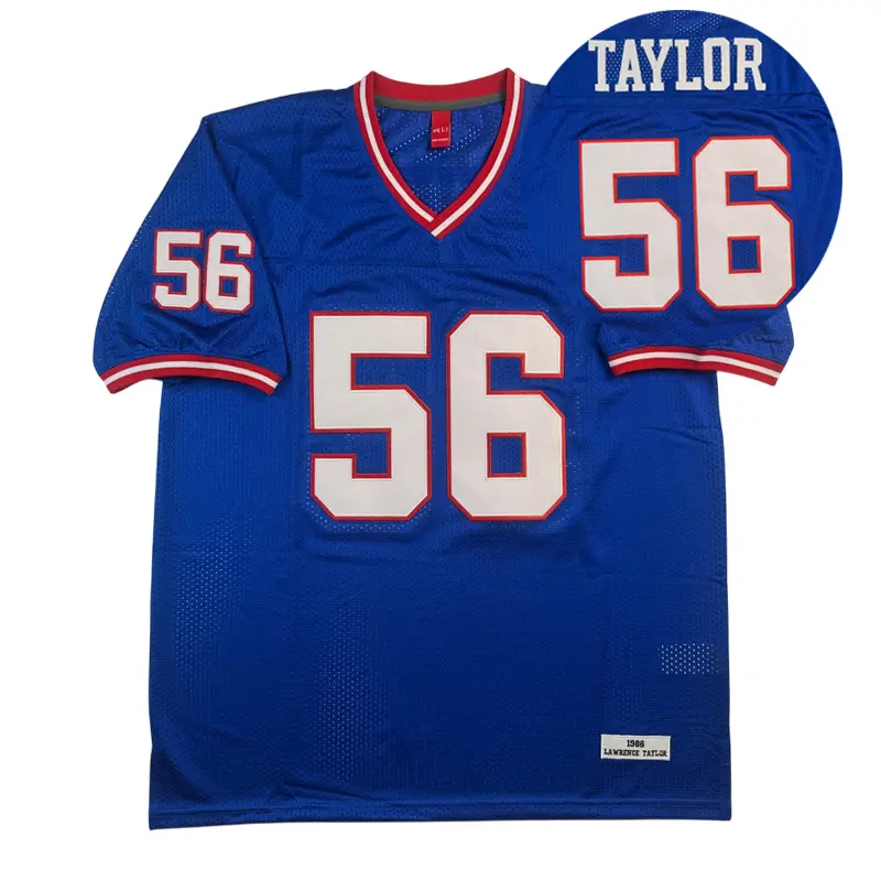Men's 1986 American Football Kit #56 TAYLOR - Sewn Embroidery Classic V-Neck 90s Blue Breathable Jersey, Football Jersey Style, for Daily Training & Old-School Outdoor Sports, M-3XL, Fan Gift for Halloween Christmas