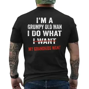 I'm A Grown/ Grumpy Old Man I Do What My Daughter/ Granddaughter/ Grandkids Wants Dad Men's Back Print Shirt, Funny Dad Humor Apparel – “I’m a Grown Man” Graphic T-Shirt, Proud Father of Daughter Gift, father's Day