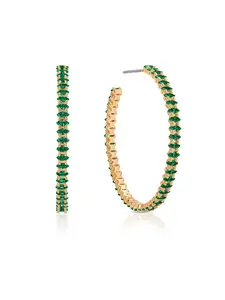 Ettika Emerald Marquise Hoops - 10 Green Hoops with Metallic Finish, Perfect for Elegant Wear