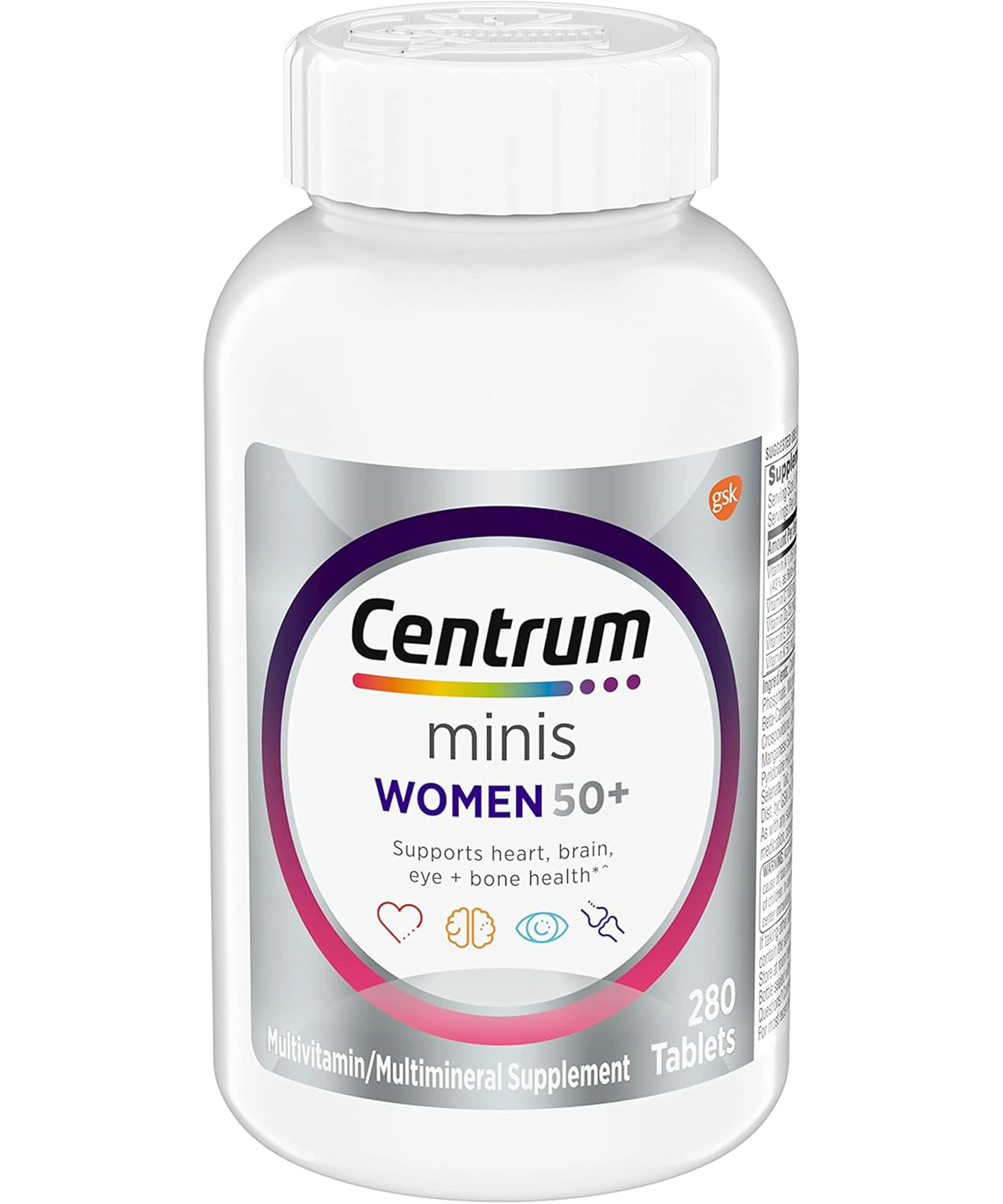 Centrum Minis Silver Women's Multivitamin for Women 50 Plus, Multimineral Supplement with Vitamin D3, B Vitamins, Non-GMO Ingredients, Supports Memory and Cognition in Older Adults - 280 Count