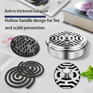 1pc Portable Mosquito Coil Holder for Home and Camping - Random Color, Round Incense Box with Convenient Carrying Handle