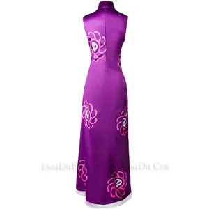 （Free shipping）Anime Boa Hancock Cosplay Costume Warlords of The Sea Empire Purple Printing Chi-pao Dress Woman Sexy Carnival Halloween Suit