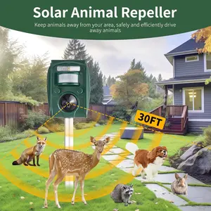 Solar Animal Repellent, Cat Repellent Outdoor, Squirrel Repellent, Deer Repellent, Ultrasonic pest Repeller, Waterproof IP 65, Motion Detection, Dog, Raccoon, Skunk, Rabbit, Rodent