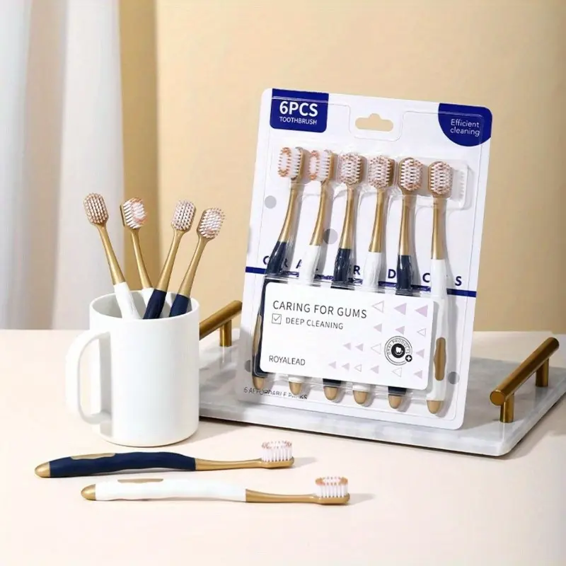 Adult Wide Head Soft Bristle Toothbrush, Manual Toothbrush, Excellent Cleaning Effect for Large Head, Ultra Soft Brush Thread Can Effectively Clean Sensitive Teeth or Gingivals (6 Pack)