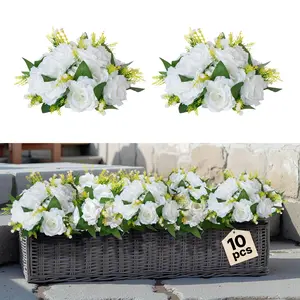 VEVOR Flower Balls Arrangement Bouquet 10 PCS, 9.5-Inch Diameter Artificial Flower Balls Wedding Rose Centerpieces, Faux Flowers Arrangements for Wedding Centerpiece Home Table Decorations, White