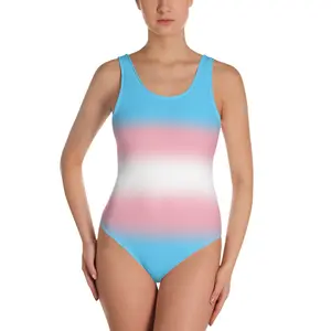 Transgender Pride Ombre Open-back Swimsuit