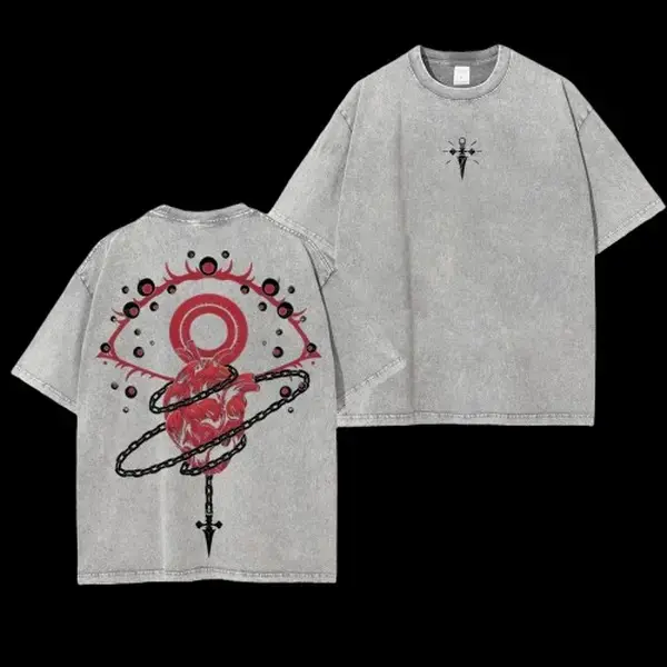 Retro Heavy Limited Kurapika Scarlet Eyes Hunter x Hunter Anime Double Printed Vintage Oversized Washed Tee Unisex Oversize Anime Manga Washed Heavyweight Cotton T-shirt, Gift For Anime Fan, Anime Lover