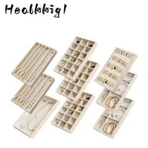 9PCS Inserts Set of Jewelry Trays for Drawers Velvet Jewelry Organizer Tray Drawer Jewelry Organizers and Storage for Earring Ring