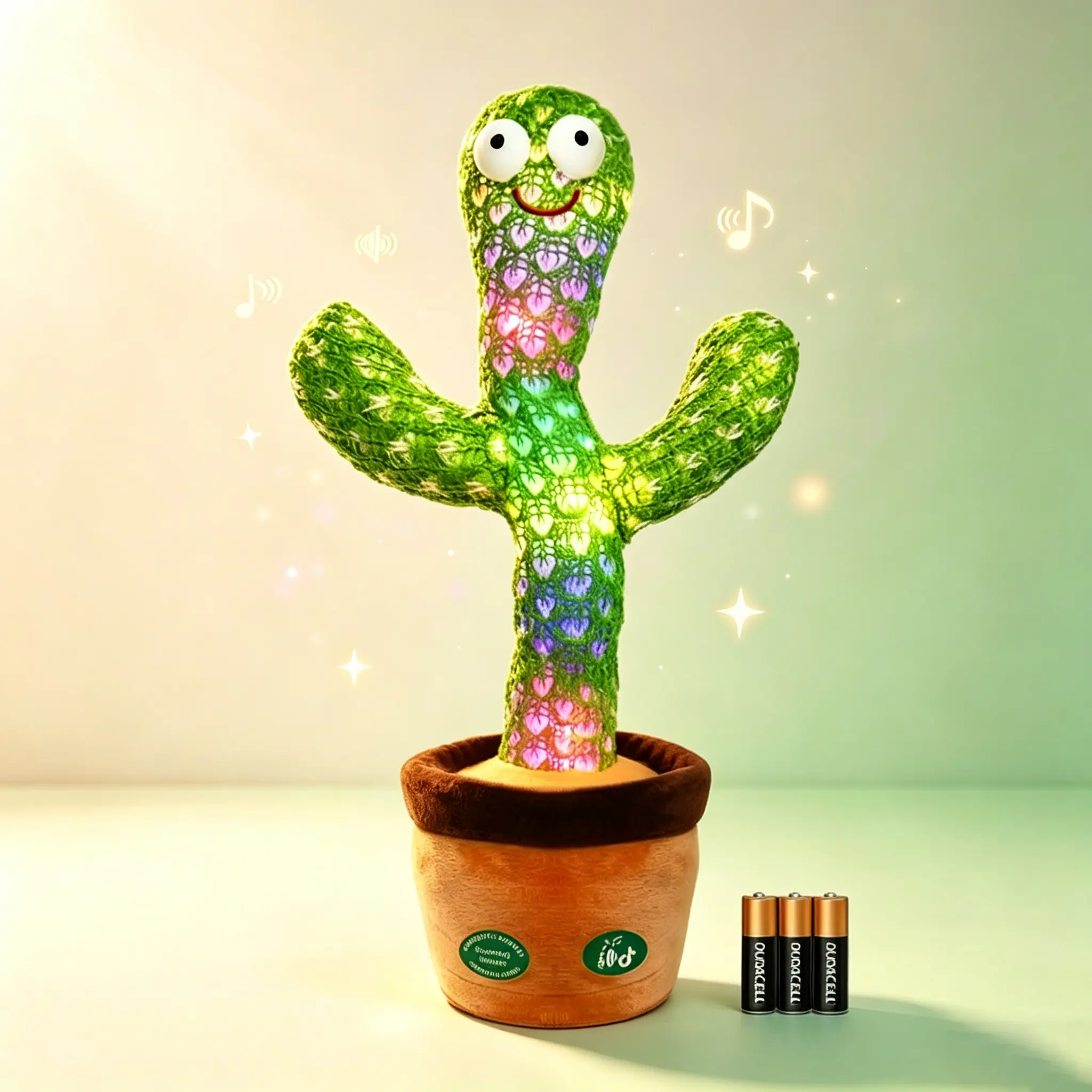 Ava Lalagaga Dancing Talking Cactus Stuffed Soft Doll Toy for Infants, 120 Songs, Sound Recording, Adjustable Volume, Musical Light-Up, Rattle Maracas Sensory Features, Infant