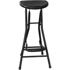 Black Folding Bar Stool,28 inch Folding Stool for Adults Foldable Stools with Handle,Collapsible Heart-Shaped Folding Counter Height Stools Chair for Camping Kitchen,Loads 250 Lbs, 1 Pack