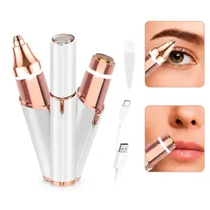 2-in-1 Facial Hair Remover & Eyebrow Trimmer for Women, Rechargeable Face Razor for Lip & Peach Fuzz, Daily Brow Shaper with Cleaning Brush, Portable Gentle Grooming Tool, summerwins