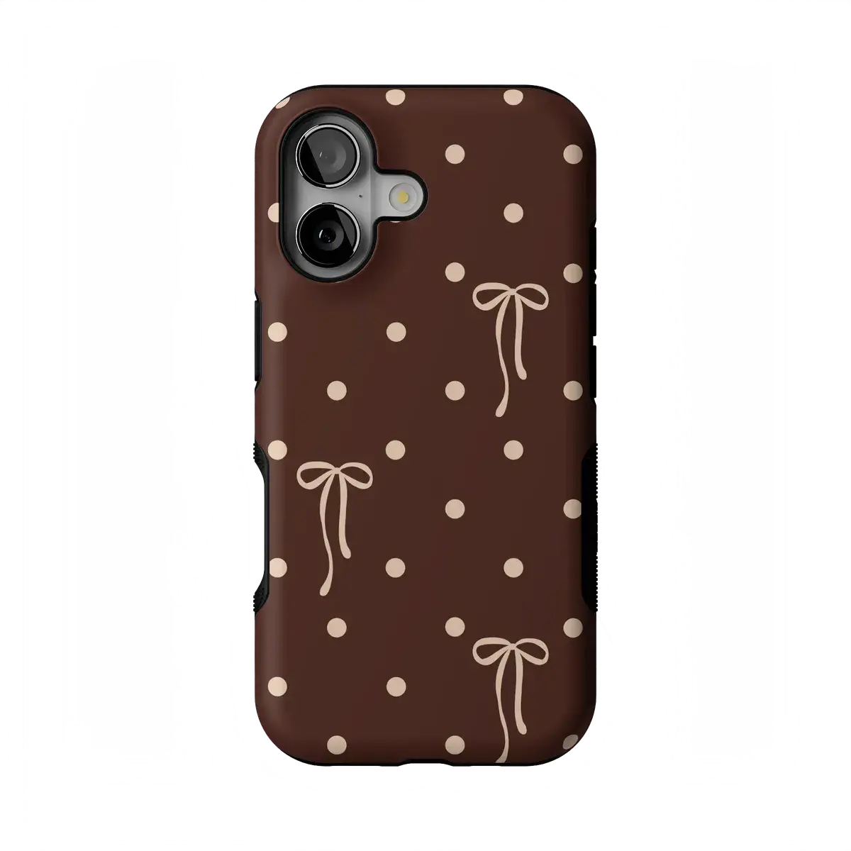 Casely iPhone 16 Case | Teddy Bows | Brown Polka Dot | Bold Protective Design | Compatible with MagSafe