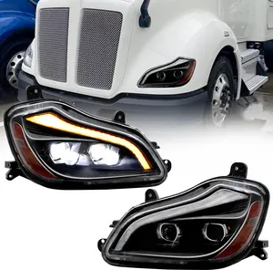 LED Headlight Compatible with 2013-2021 Kenworth T680, LED Performance Headlamp DRL, Black House (Driver and Passenge Side) (Left & Right Side)