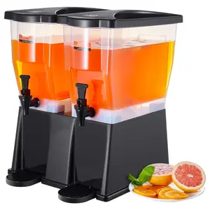 Two 3-Gallon Beverage Dispensers Set For Parties And Events, Plastic Drink Dispenser With Stand, Spigot And Lid, Suitable For Iced Tea, Lemonade, Juice Or Water, Ideal For Restaurants, Hotels, Catering Or Home Use