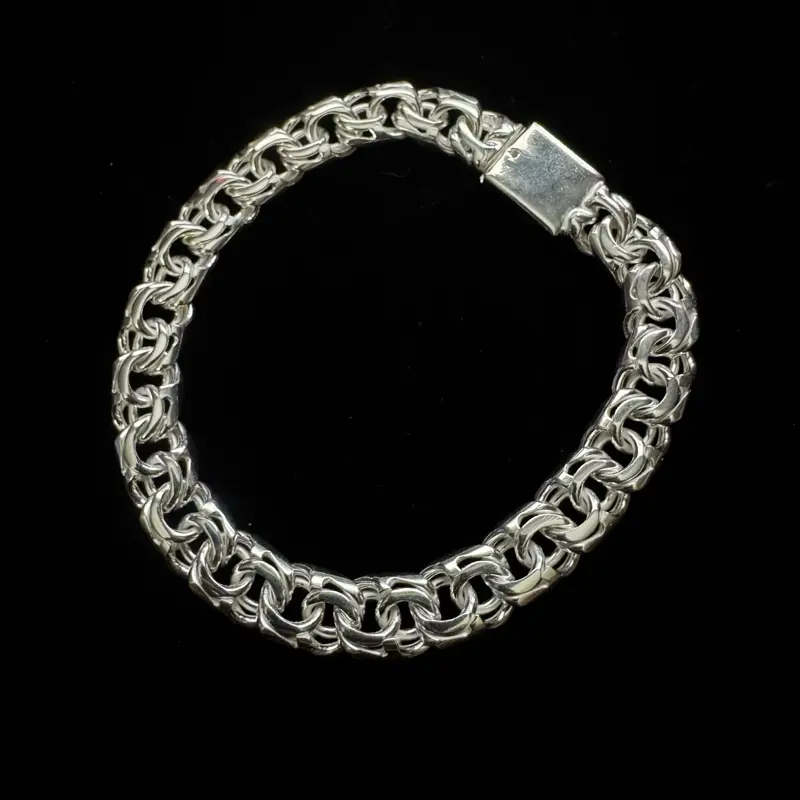925 Silver Chino Bracelet 9.5mm • 8” Long