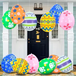 Easter Decorations Outdoor, 12 Pack Inflatable Easter Eggs - 18 Inch Blow Up Easter Decor, Ornaments for Home and Yard, Hanging Holiday Party Decor Kit