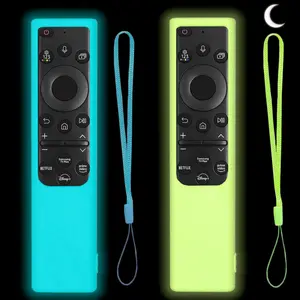 2 Pack Remote Cover for   TV,  Protective Case for  Solar Cell Remote 2021 2022 BN59-01357 BN59-01385 BN59-01265A Anti-Slip Remote Case Glow in Dark (Glow Green +Glow Blue)
