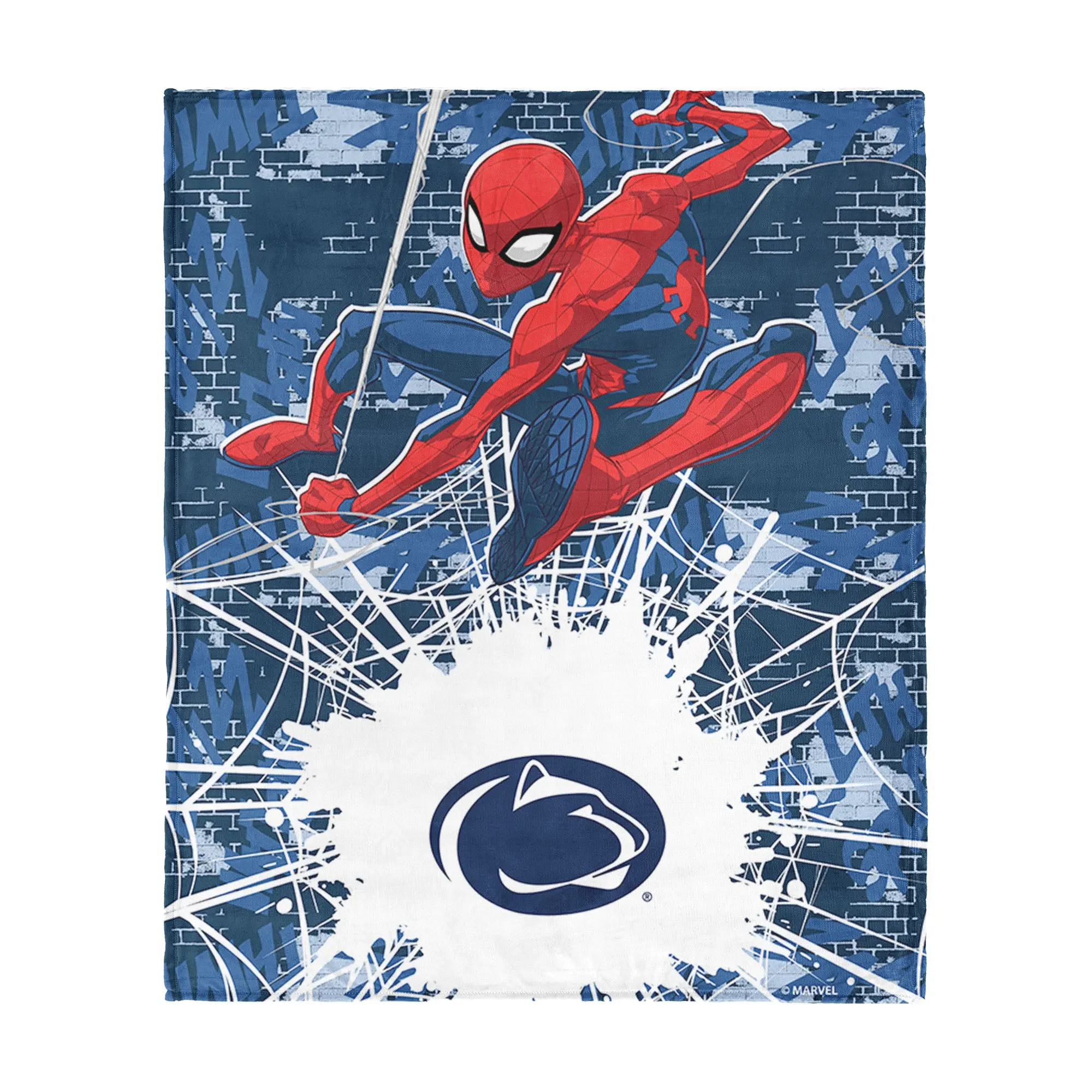 Collegiate Penn State University SpiderMan Web Sling Navy Silk Touch Throw Blanket 46x60 inches