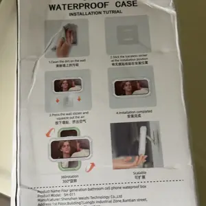 【TikTok Shop Summer Sale】Waterproof Shower Phone Holder for Bathrooms, 360° Smooth Rotation, Anti-Fog Case, Responsive Full HD Touchscreen, 4 Tool-Free Adhesive Wall Mounts, Adjustable 4-7 in Device Mount, Bathroom Gadget, Phone Accessories