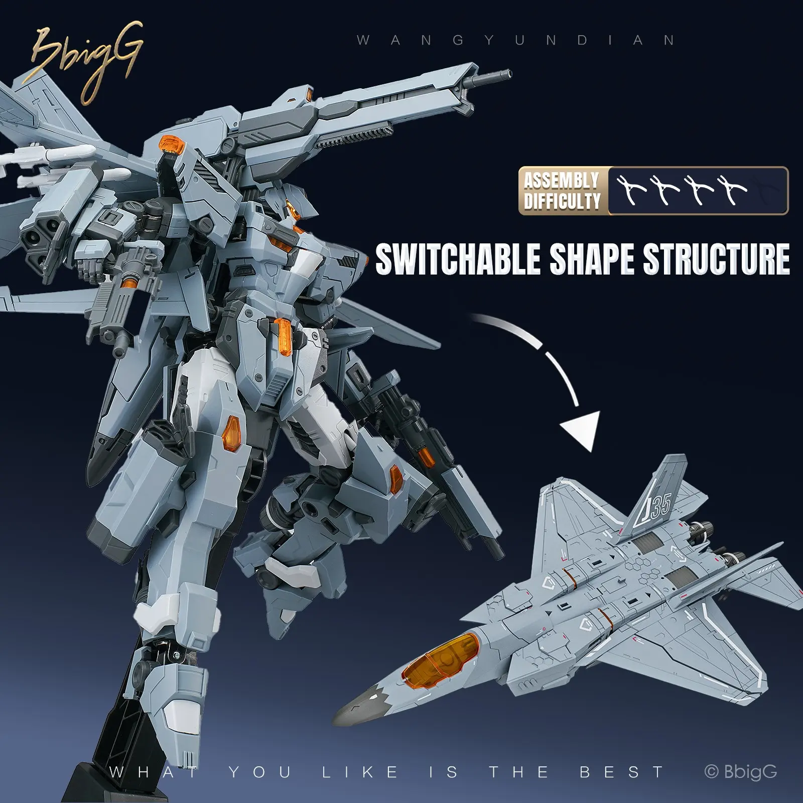 J-35 Transformable Switchable Shape Fighter Jet Mecha Model Kit with Display Base, Model Set, 8.27 Inch Sci-Fi Action Figure, High Detail Premium Alloy Structure Alloy Joint Robot, Desktop Collection