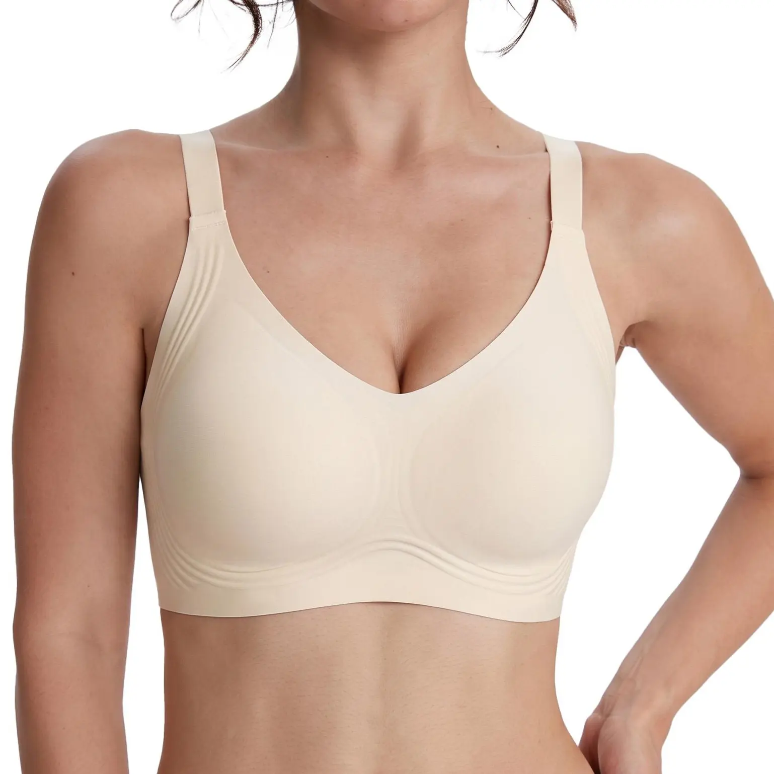 VRCOMFY  Women's Jelly Bra  Wire-Free Full-Cup Pushing-Up Bra  Seamless Lifting Bra  Full-Coverage Lifting Plus-Size Bra  Comfortable Lifting Everyday Bra