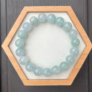 B24130-A Certified Untreated Grade A Jade Bracelet - 10mm Round Beads (Light Green)