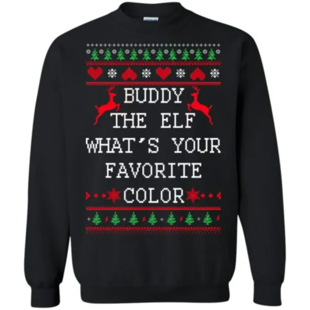 Buddy The Elf What’s Your Favorite Color Christmas Sweater S-4XL