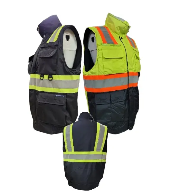 Fleece-Lined High-Visibility Reflective Outerwear Vest, Utility Pocket Safety Gear for Home Improvement & Work Security Use