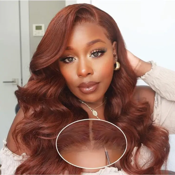 Bling Hair Body Wave Glueless Wig Reddish Brown(Ginger) Colored #33 Preplucked Remy Brazilian 7x5 Lace Closure Wigs