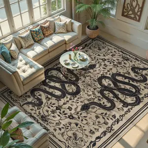 Vintage Creative Home Decor Snake Pattern Carpet, Non-Slip Soft Washable Living Room Rug, Modern Bedroom Sofa Coffee Table Plush Mat
