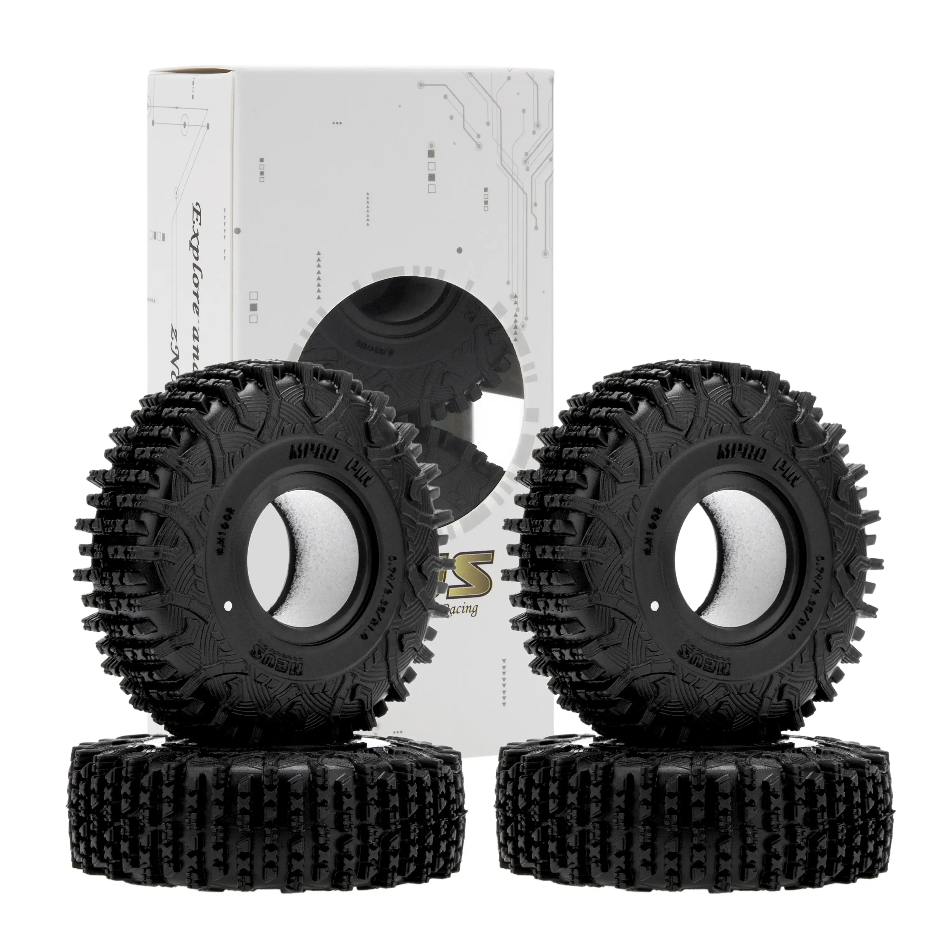 MEUS Racing 1.0 Rubber Tire Set - MS6 MPRO Pin Tires, 0.79/2.36/R1.0 Size, All Seasons, Excellent Traction, Compatible with TRX4M, SCX24, FCX24, AX24 1/24 1/18 RC Crawlers, RC Hobby Accessory #M1002
