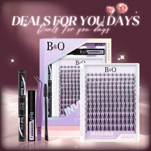 Fairy Lash Kit l B&Q Invisible Band Wispy Manga Individual Clusters,C Curl for DIY Eyelashes Extension,Waterproof Sleep Proof,Long Lasting Fake Lash Cosmetic Makeup Spiky Anime Lash Outdoorfun Vacation Lash Dolly #tiktokshopmemorialday #dealsforyoudays