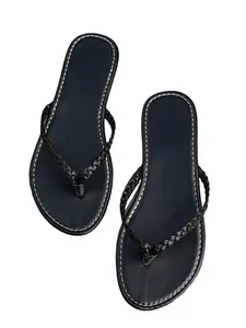 Women's Woven Texture Flat Sandals, Comfortable Lightweight Toe Post Design for Beach Vacation Style, Perfect Summer Footwear