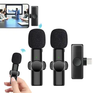 Wireless Microphone, USB Rechargeable Lavalier Microphone, Professional Microphone for Video Recording, Compatible with iPhone, iPad, Android, Audio