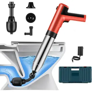 Electric Toilet Plunger ,Drain Clog Remover Tools,High  Air Toilet Plungers Heavy Duty Plunger For Toilet,Bathroom,Floor Drain,Sewer,Pipe,built-in , RED...