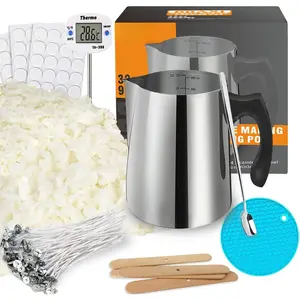 Candle Making kit Supplies,Nature Soy Wax DIY Craft Tools with 32oz Candle Making Pouring Pot,16oz Soy Wax,Wooden Wick Holders, Candle Wicks,Stickers,Thermometer and Spoon for Beginners Adults