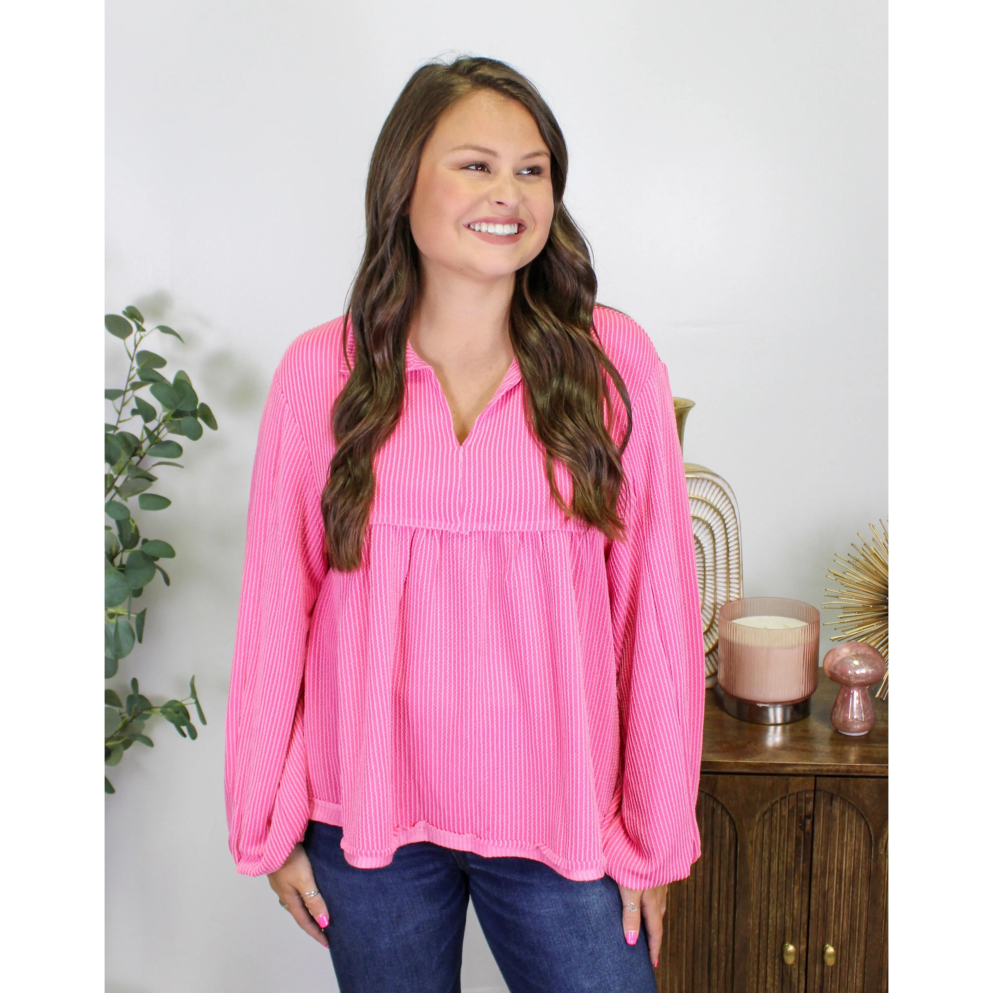 Pink Peplum Top RTS