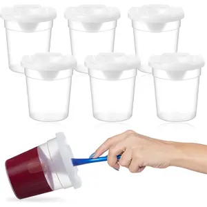 6Pcs Reusable No Spill Plastic Paint Cups with Lids for Kids, Suitable for Art Supplies, Art Classes, Painting Projects and Craft Supplies