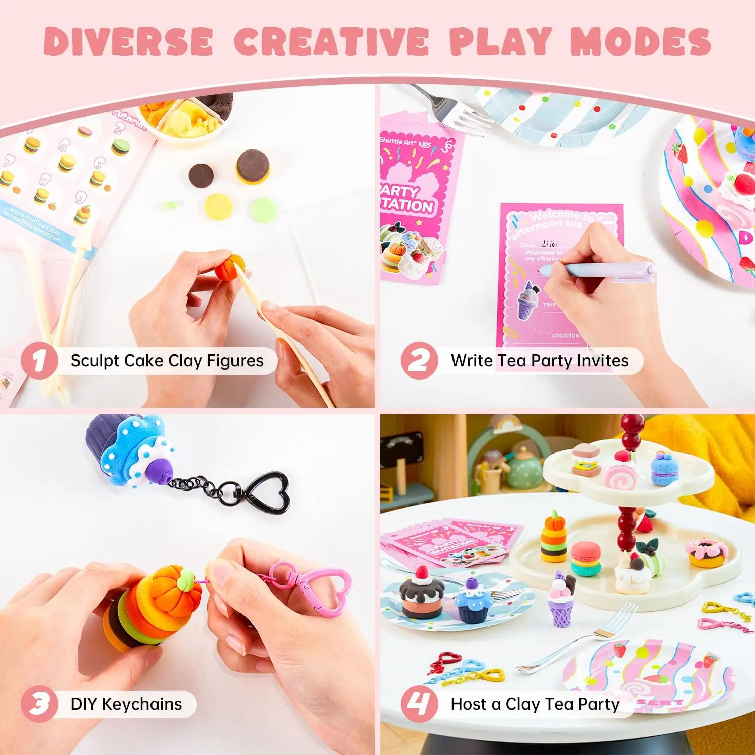 Shuttle Art Air Dry Clay - Cake/Food/Zoo Series, 30+ PCS Modeling Shuttle Art Air Dry Clay - Cake/Food/Zoo Series, 30+ PCS Modeling