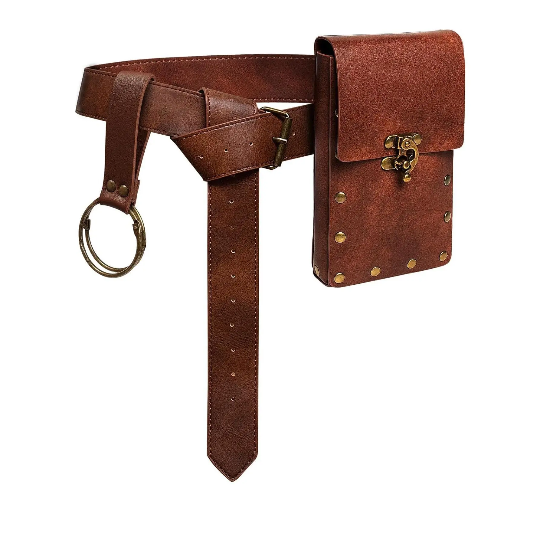 Brown 2 piece set (waist bag+leather sta