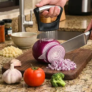304 Stainless Steel Onion Holder SlicerSafe Veggie Chopper Tool Kitchen Time