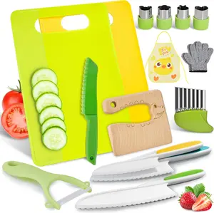 Valentines Day Gifts for Kids: 15PCS Montessori Toys for Age 3-12 Year Old - Toddler Kitchen Set Kids Knife Set for Real Cooking - Christmas Stocking Stuffers Easter Basket Stuffers Essentials Gifts