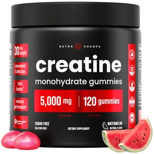 NutraChamps Creatine Gummies for Men & Women - 5g Sugar Free 120 Chewable Creatine Monohydrate Gummies - Boost Energy, Supports Protein Synthesis, Muscle Recovery & Workout Performance
